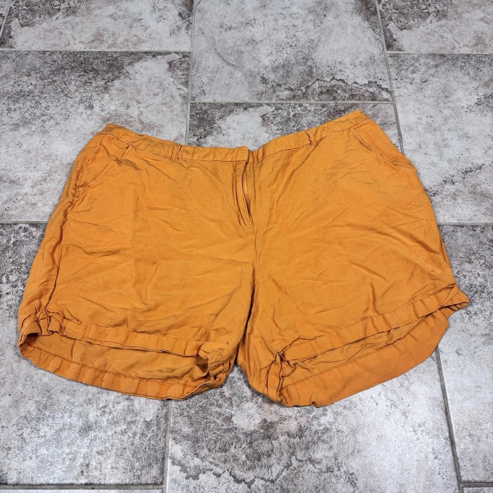 Lane Bryant Shorts Women's 26/28 Orange‎ Linen Blend Plus Size Summer Casual